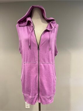 Calvin Klein Performance Sleeveless Zip Up Hoodie Vest in Lavender size large